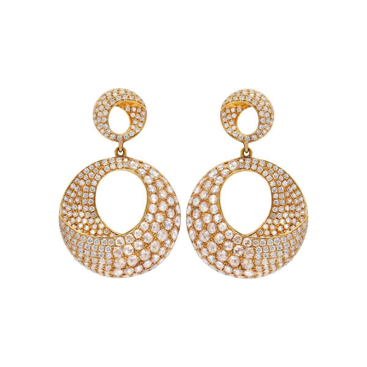 UniverseBuy Diamond Gold Earrings - Diamond Studded Earrings - Dusoul