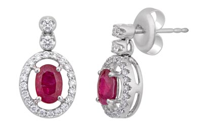 Screw Back Red Ruby Earrings