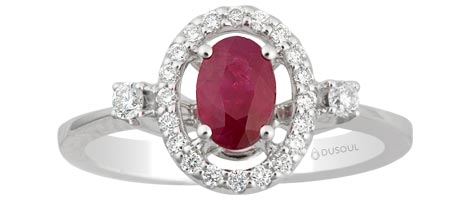Diamond Studded Ring With Red Ruby