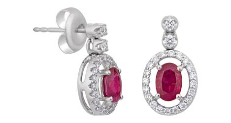 Earrings With Red Gem